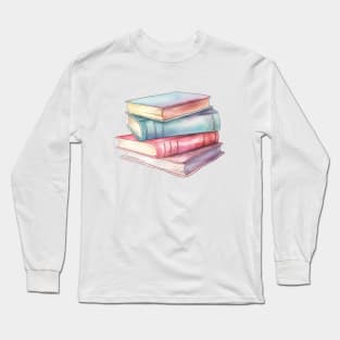 Stack Books Pastel Art Long Sleeve T-Shirt